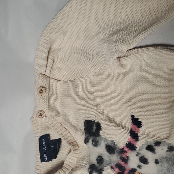 Ralph Lauren Girls Dalmatian Sweater Size 3T Cotton Puff Shoulder - Picture 3 of 16